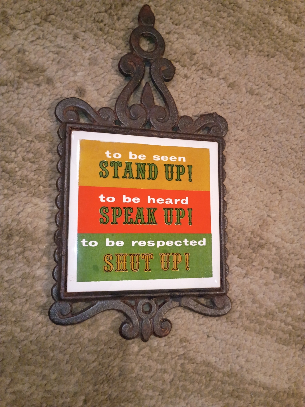 Rustic Decorative Wall Plaque with Motivational Text - Yellow, Orange, Green